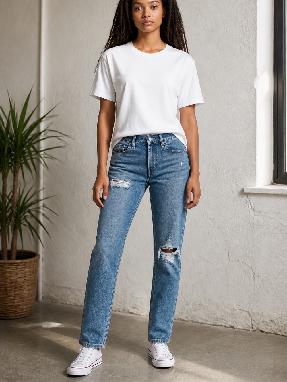 Old Navy High-Rise OG Straight Distressed Jeans Size 8 Tall